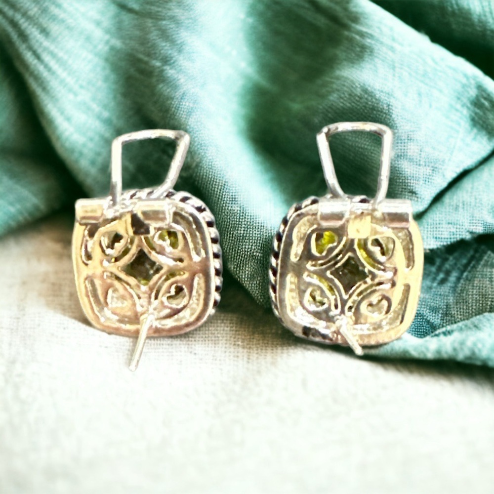 Park Lane Olive Cushion Crystal Halo Stud Earrings - Picture 4 of 6